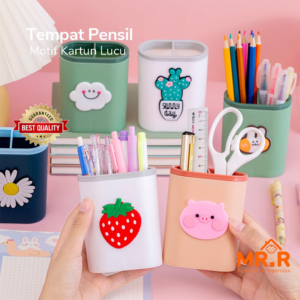 

Pen Holder 2 Sekat Motif Karakter Lucu Kotak Penyimpanan Serbaguna Organizer Desktop Tempat Pensil Dan Pulpen