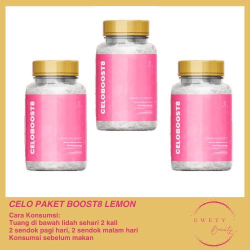 CELO PAKET BOOST8 PREMIUM LEMON POWDER DRINK MINUMAN SERBUK WHITENING BOOSTER BOOST8 COLLAGEN || GWE