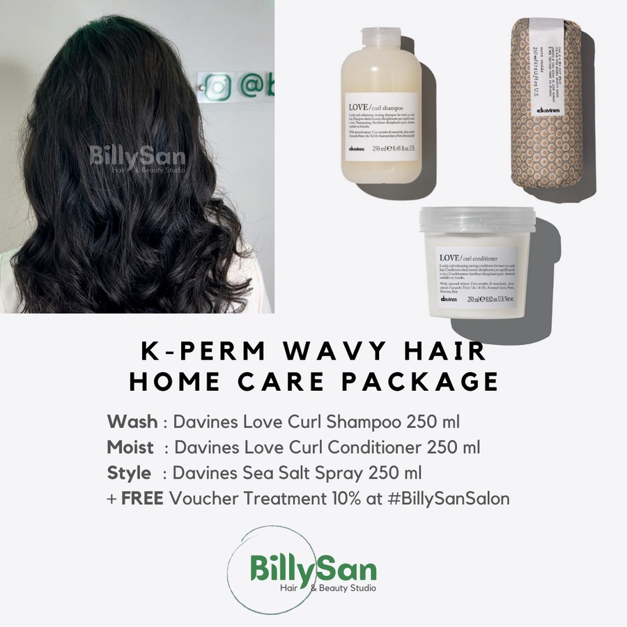

Paket Perawatan Rambut Wavy / K-Perm / Beach Wave Hair - Davines Love Curl Shampoo, Conditioner, Sea Salt Spray