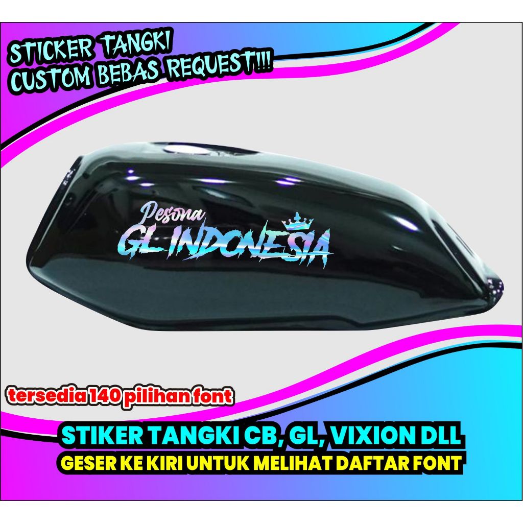 STIKER TANGKI MOTOR CUSTOM NAMA CUTTING HOLOGRAM