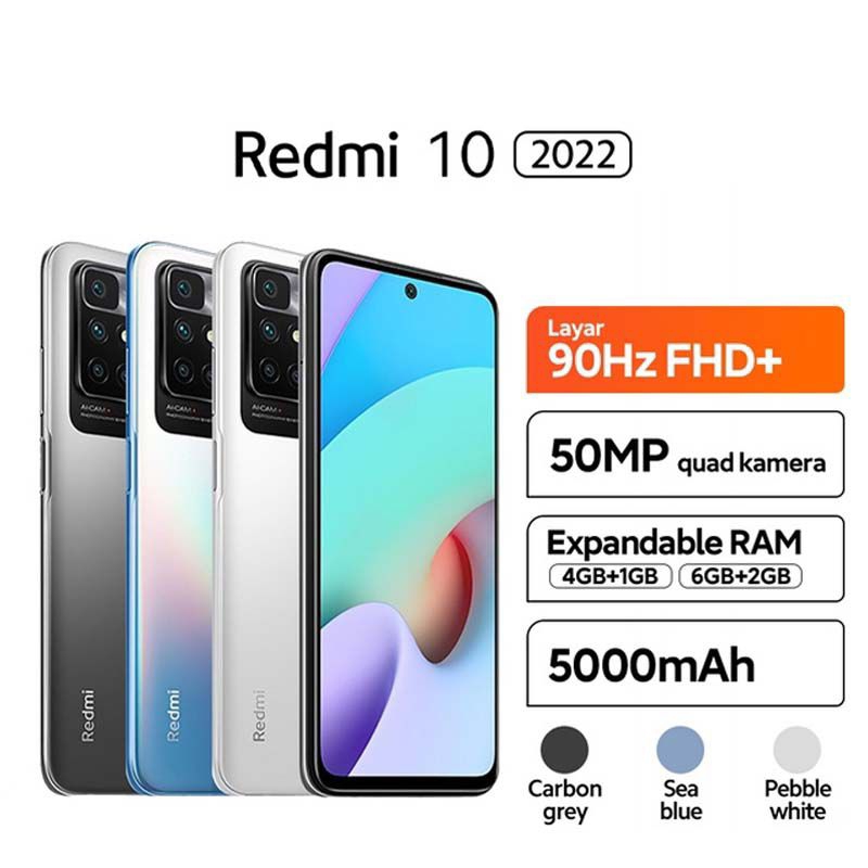 Tiga Belas Cell Handphone Redmi 10 2022 RAM 6 128GB 6.5inch Smartphone 50MP FHD Kamera 5000mAh Handp