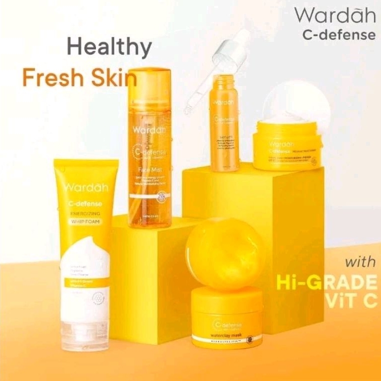 PAKET WARDAH C DEFFENSE SKINCARE PUTIH GLOWING CERAH LENGKAP 6in1