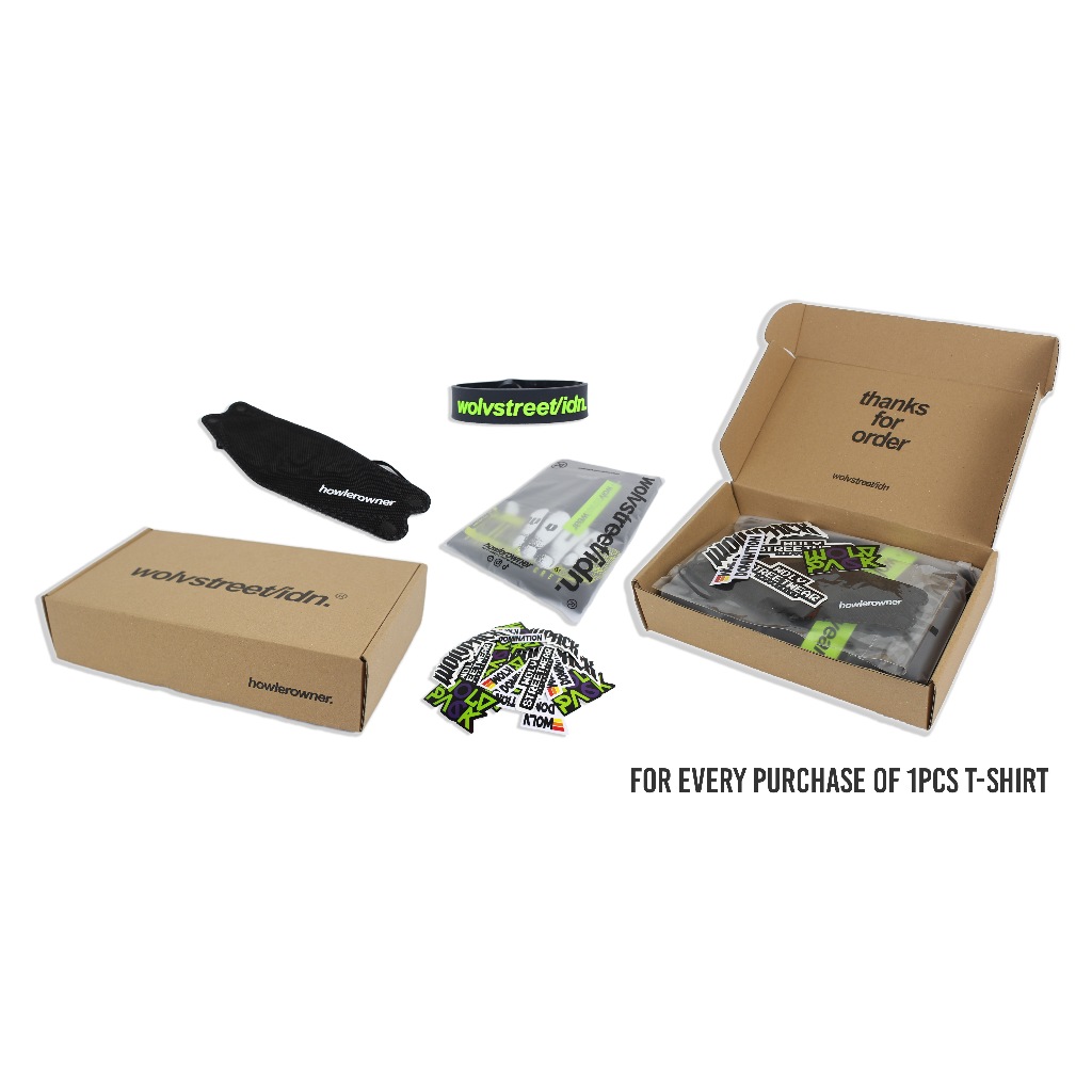 

Wolv Dus Packing kecil masker sticker pack dan gelang.