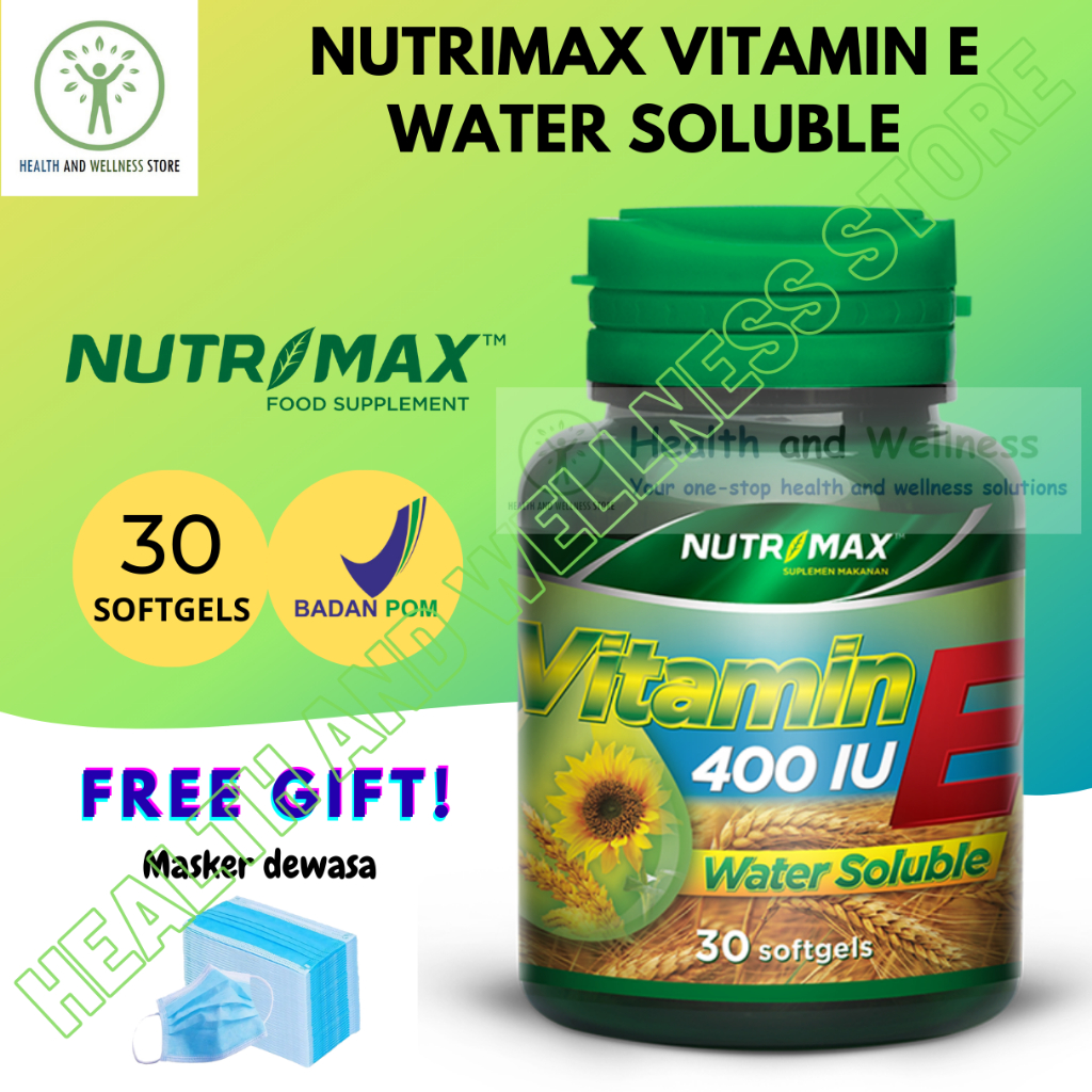NUTRIMAX VITAMIN E 400 IU WATER SOLUBLE 30 SOFTGELS ANTIOKSIDAN KULIT