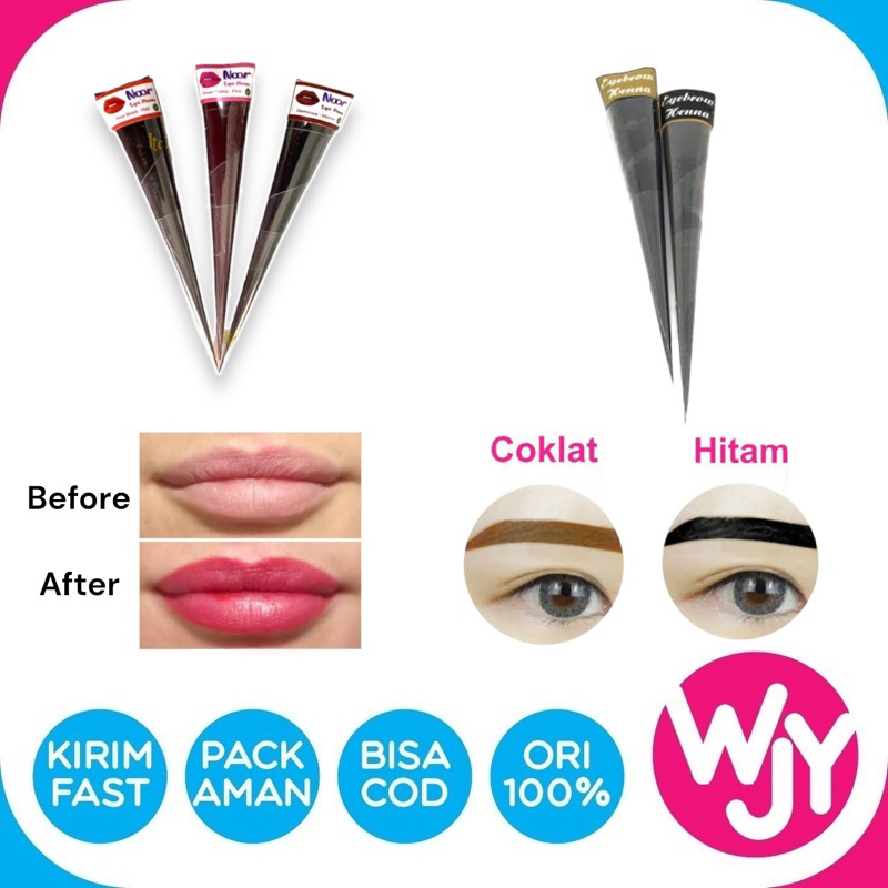 HENNA ALIS COKLAT & HENNA BIBIR HENNA BROW DAN BIBIR ORIGINAL 100% SATUAN
