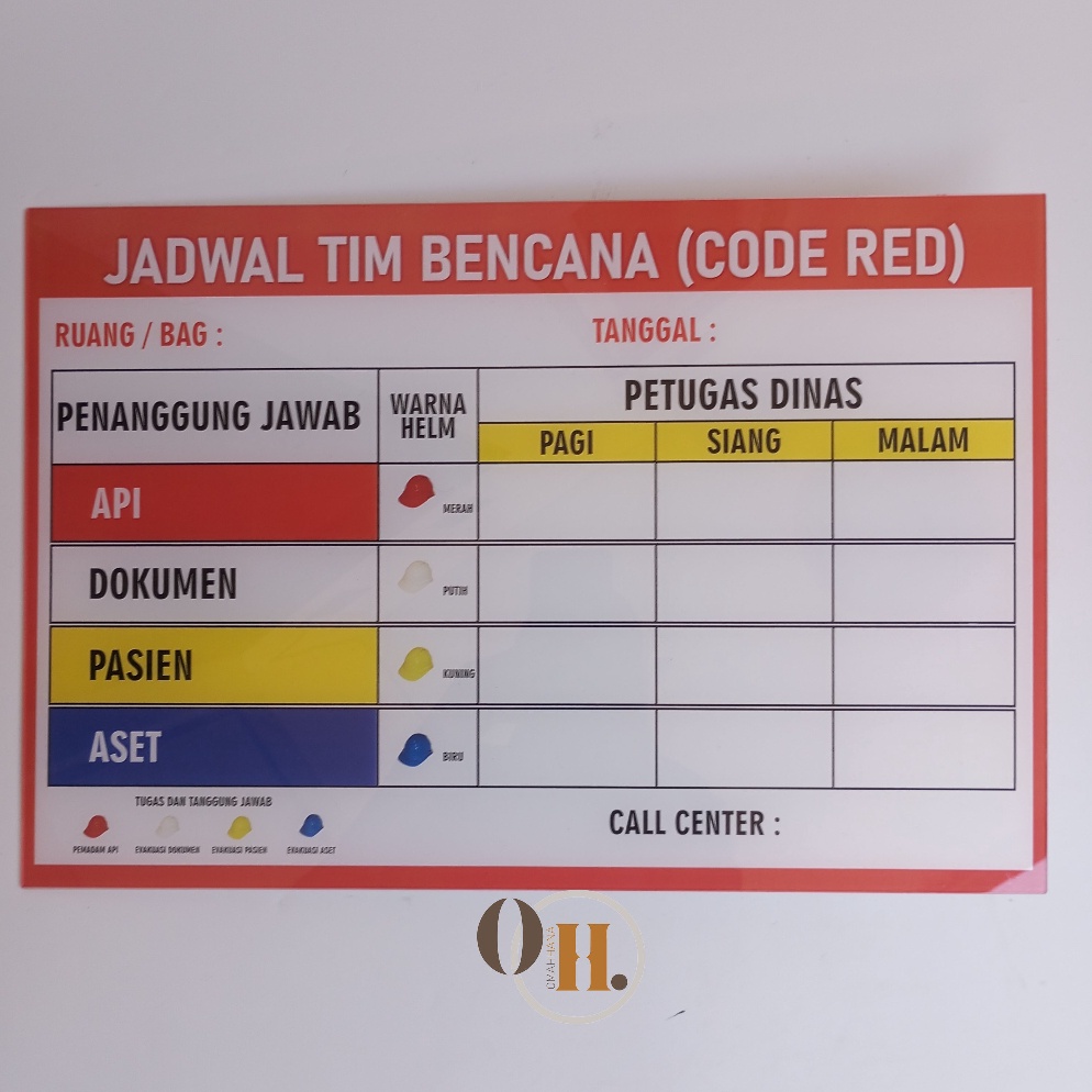 

[❊P98➢] Akrilik Code Red Jadwal Tim Bencana Eco - Papan Siaga Bencana Mini - Papan Red Code Mini [84]