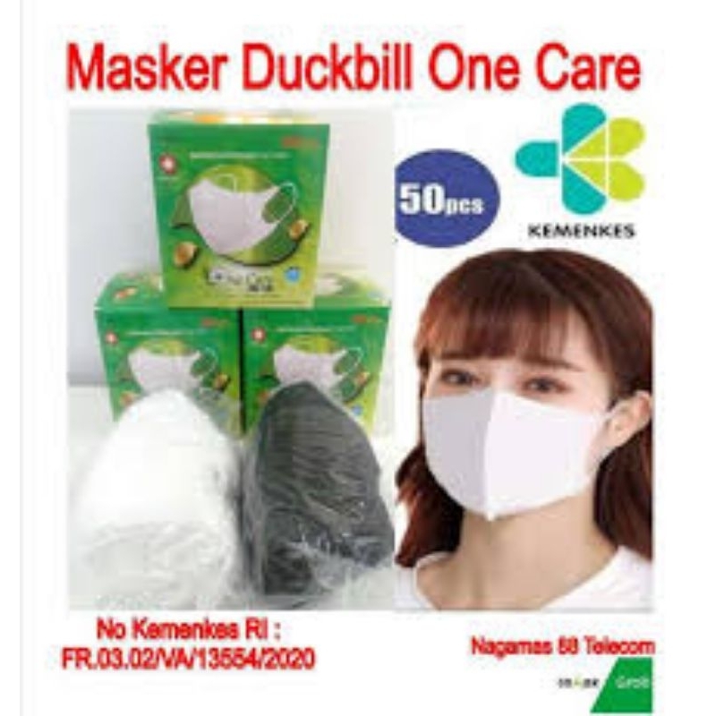 Masker Duckbill One Care Embos Hitam & Putih Isi 50 pcs