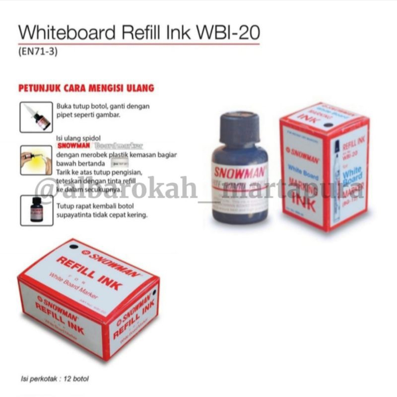 

TAB | 1 pack isi 12 whiteboard refill ink WBI-20 tinta hitam