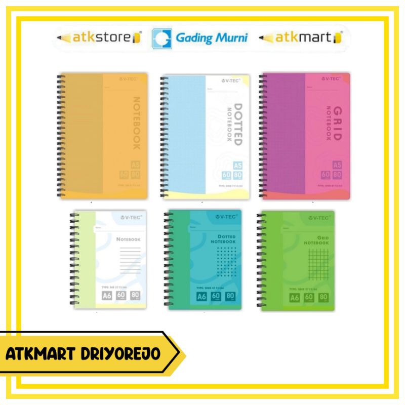 

V-TEC NOTEBOOK SPIRAL A5 A6 GARIS TITIK KOTAK - NOTEBOOK DOTTED, GRID, LINE - BUKU TULIS CATATAN