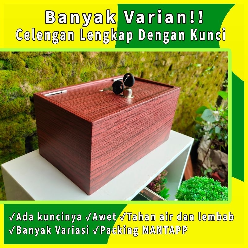 Celengan kunci/celengan/celengan jumbo/celengan unik/celengan atm motif kayu coklat tua