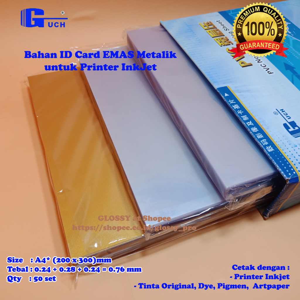 

PVC Bahan ID Card GUCH Gold Emas