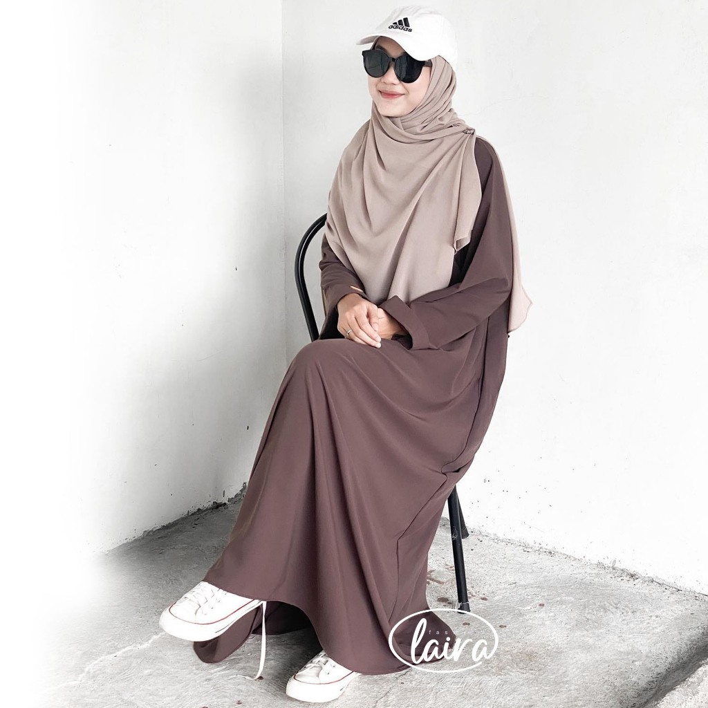 (Bisa COD) Laira Fashion Gamis Wanita Abaya Polos Terlaris Wolpis Premium Ukuran S M L XL XXL