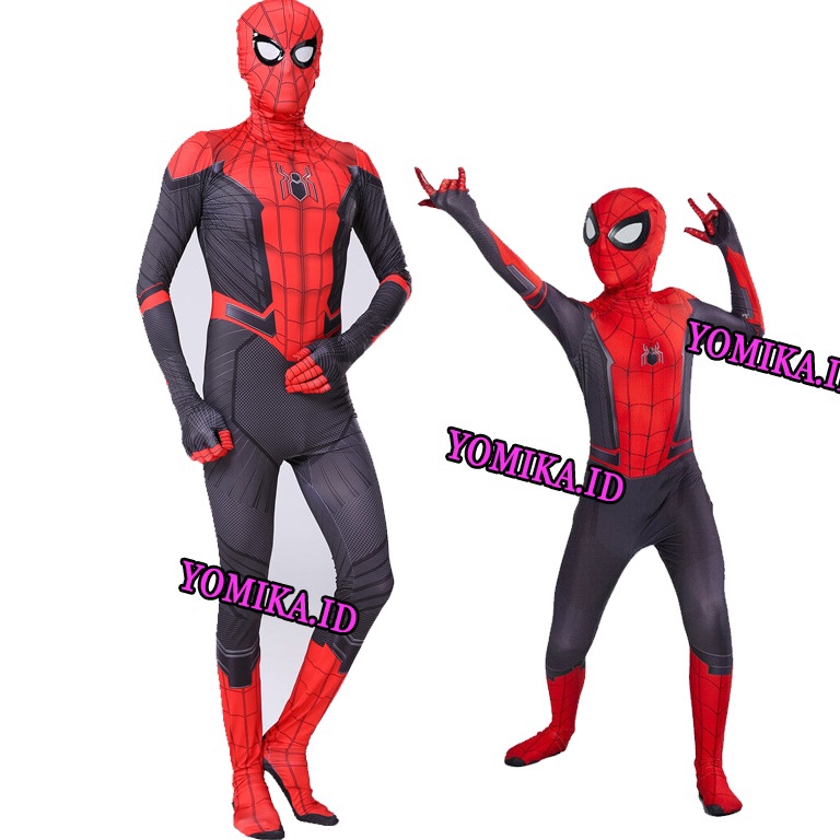 Top Design Kostum Spiderman Merah Hitam Baju Cosplay Superhero Anak Dan Dewasa + Topeng