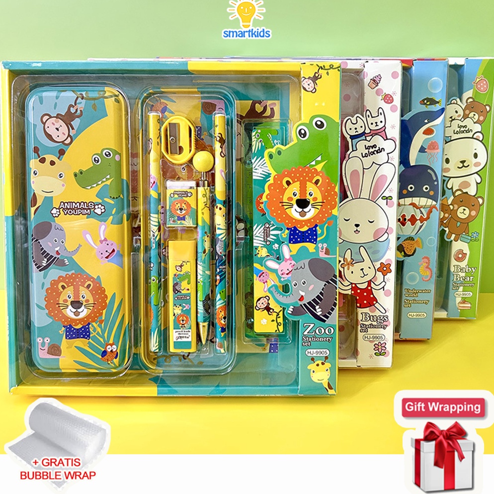 

Motif Terkini.. Alat Tulis Set paket Komplit 7 in 1 / Stationery complete lengkap / Kotak Pensil Anak / Souvenir Hadiah kado / Sekolah karakter kartun lucu animal hewan / perlengkapan tulis / tempat pensil WZT