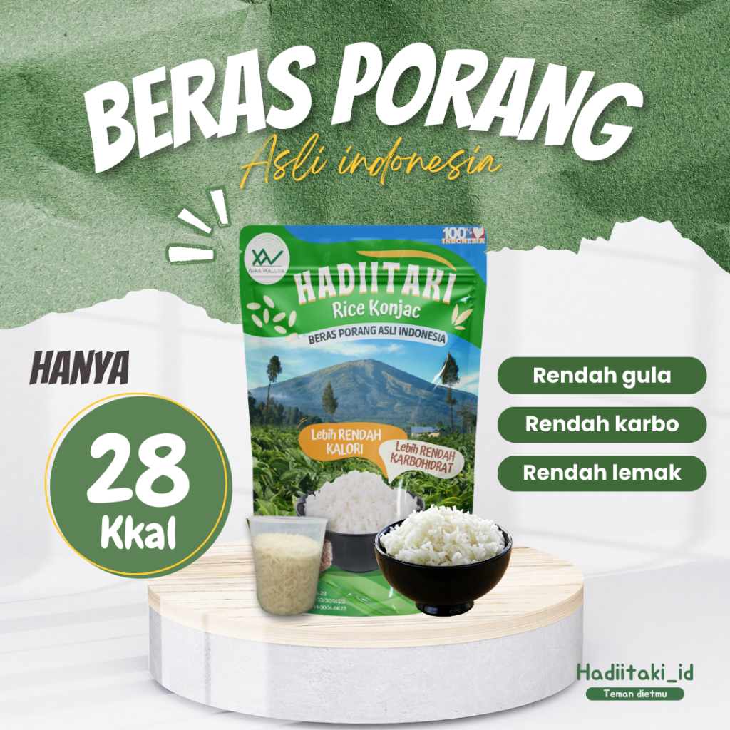 

HADIITAKI Beras Porang 1 Kg - Shirataki/Konjac Rice (Beras Redah Gula & Karbo)