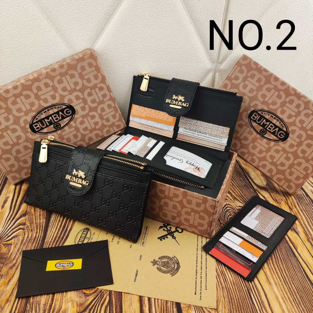 BUMBAG - Dompet Kartu Kancing Import Freebox - Aneka Dompet Lipat Branded Free Box - Dompet Wanita F