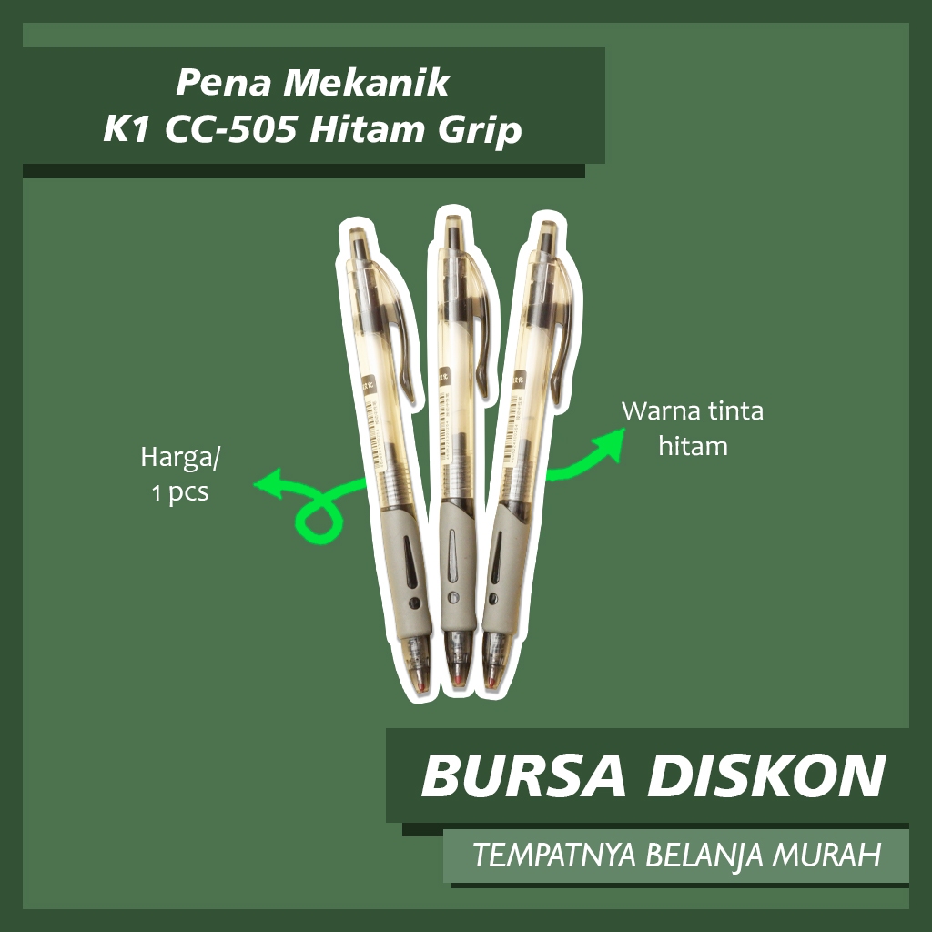 

Pena Mekanik K1 CC-505 Hitam Grip Pulpen Cetek Gel Pen Bolpen Bolpoint Lucu