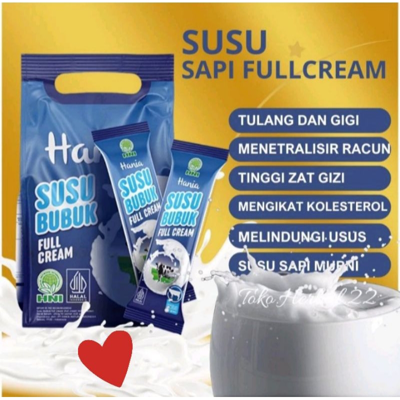 

HANIA SUSU SAPI BUBUK HNI-HPAI 100% SUSU SAPI MURNI FULL CREAM Cocok untuk menjaga kesehatan tulang, jantung dan gigi untuk dewasa dan anak