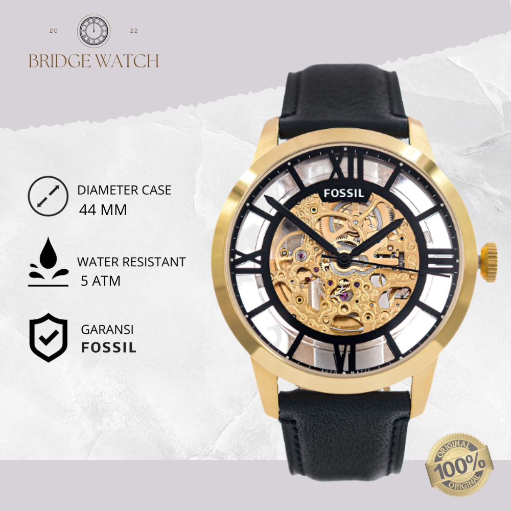 Jam Tangan Pria Fossil ME3210 Original Townsman Automatic Analog Leather Strap Kulit Cowok Water Res
