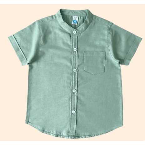 Kemeja Anak Laki Laki Warna Sage Green Lemon Ukuran 1 sampai 8 Tahun Bahan Katun Kemeja Koko Casual