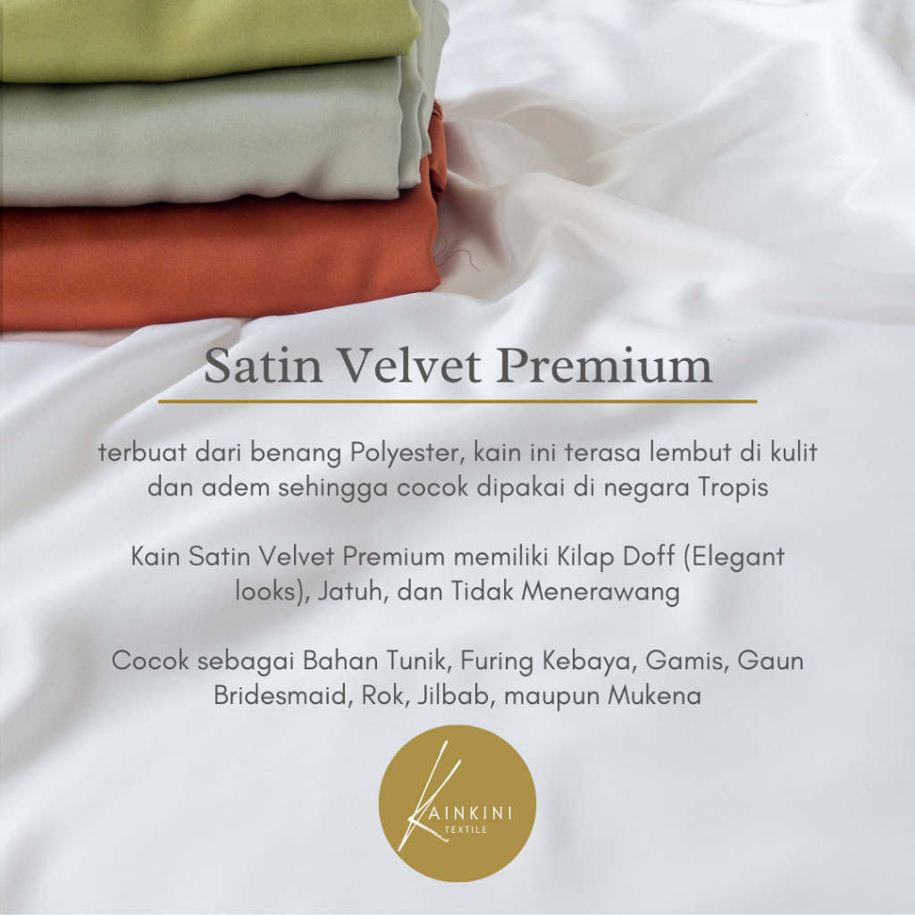 (½ Meter) Kain Satin Velvet Premium Grade A Kilap Silk Doff Kainkini - Kuning Mustard ( Bahan Kebaya Hijab Gamis Seragam Bridesmaid Background Backdrop )