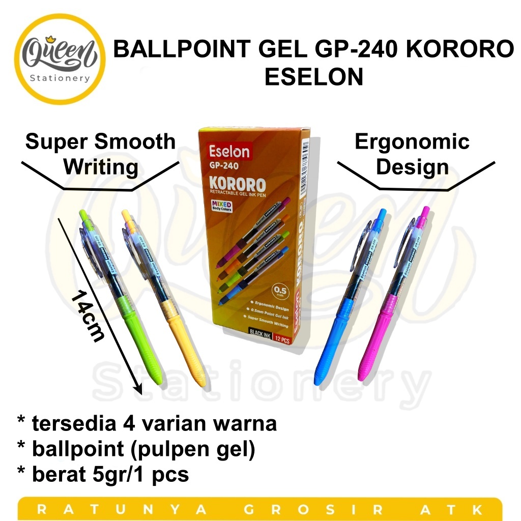 

1 PCS BALLPOINT GEL GP240 KORORO ESELON BOLPEN BOLPOIN PULPEN (010210)