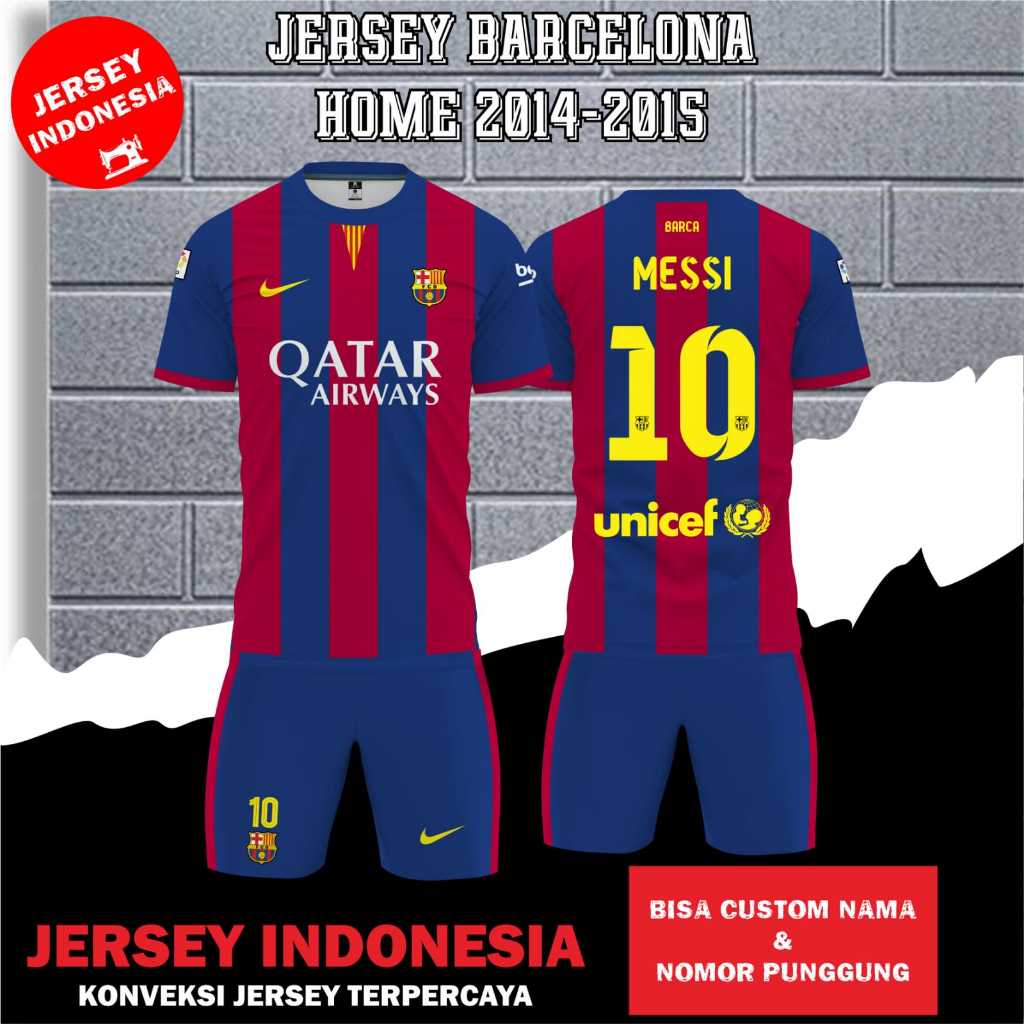 Jersey Klub Barcelona BARCA Home 2014 2015 MESSI: Setelan Jersey Sepak Bola Liga Champions UEFA deng