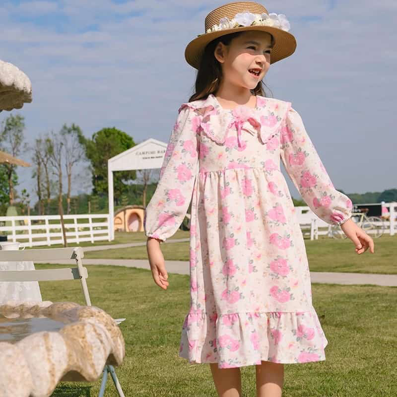 Dress Anak Import Flower Pink