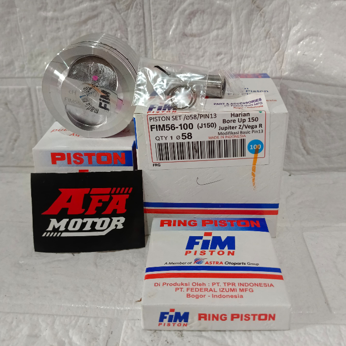 PISTON SEHER FIM56 BORE UP 58MM JUPITER Z VEGA R BEAT SCOOPY KARBU SCOOPY FI BEAT FI VARIO 125 PIN 1