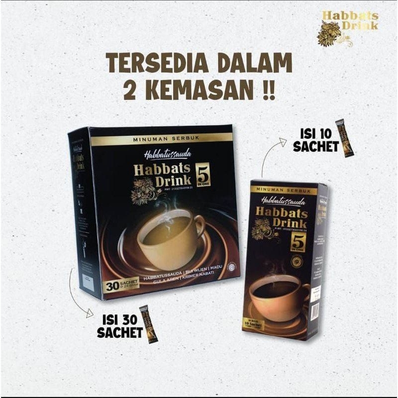 

Habbats Drink 5 in 1 Komposisi:- Habbatussauda- Biji Wijen- Madu - Gula Aren - Krimer Nabati