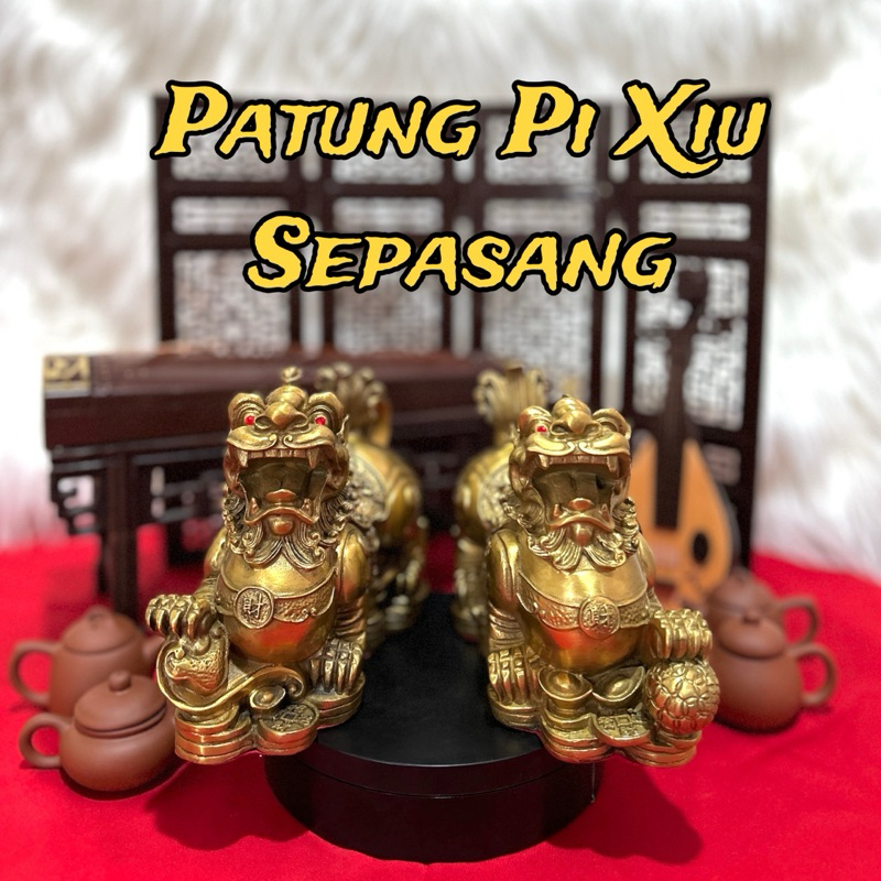 PATUNG PI XIU SEPASANG - KI LIN SEPASANG - DI THING (DUDUKAN TI CANG WANG PUSA/KSITIGARBHA)