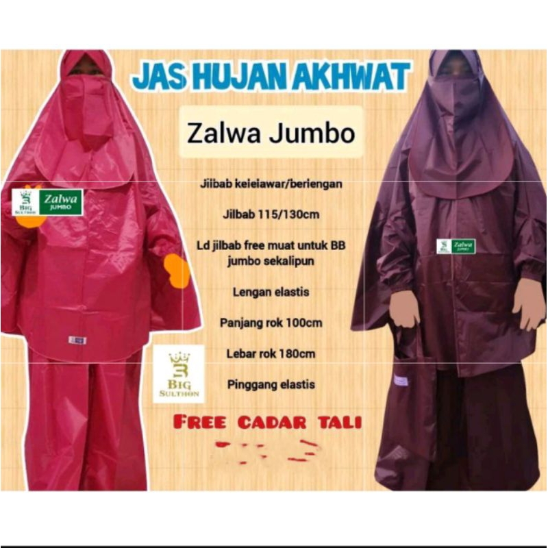 JUMBO JAS HUJAN SYARI MUSLIMAH LENGAN Mantel wanita mantol syari muslimah Jas hujan syari