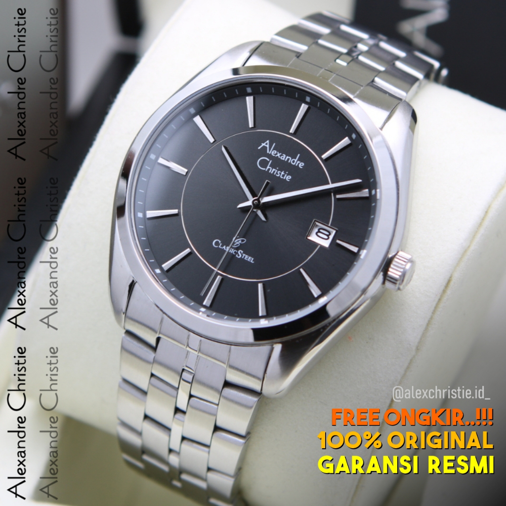 New Jam Alexander Christie Pria AC 8578 MD Silver Black Original Casual Modern Elegan