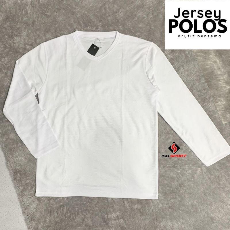 KAOS PUTIH POLOS LENGAN PANJANG / JERSEY PUTIH POLOS PANJANG / JERSY POLOS JUMBO / BAJU OLAHRAGA POL