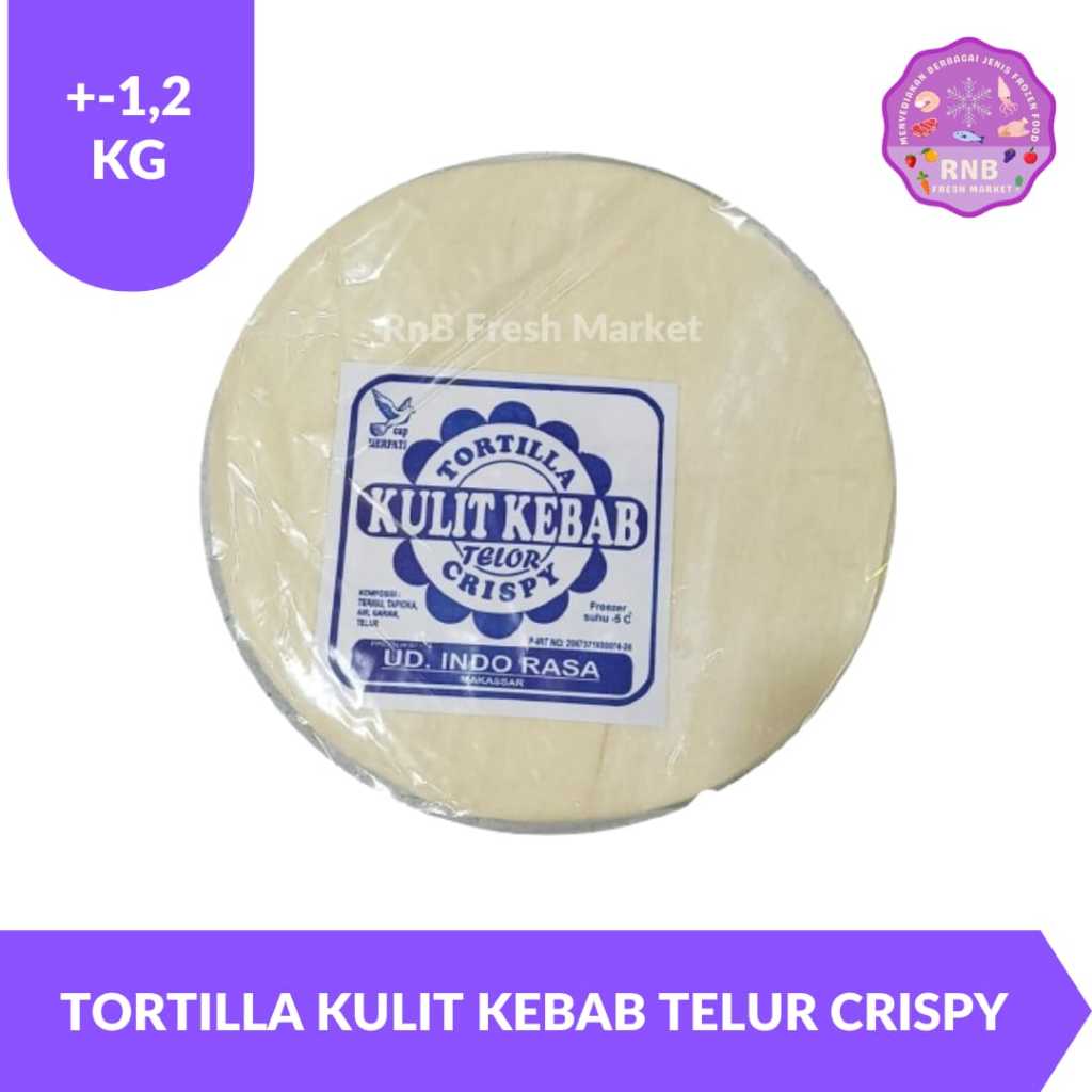 

Merpati Totilla Kulit Kebab Telur Crispy Netto +- 1,2 Kg (size 22cm)