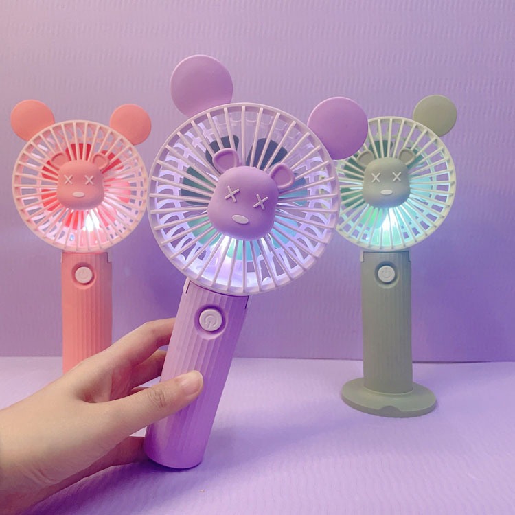 NEW KIPAS ANGIN LAMPU MINI GENGGAM STAND PORTABLE MURAH MOTIF KUPING BEAR HQ-45A