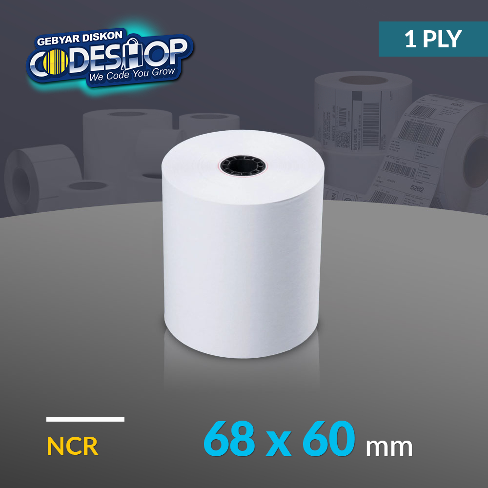 

(10 Roll) Codeshop Kertas NCR 68 x 60 mm 1 Ply Struk Kasir Printer Dot Matrix