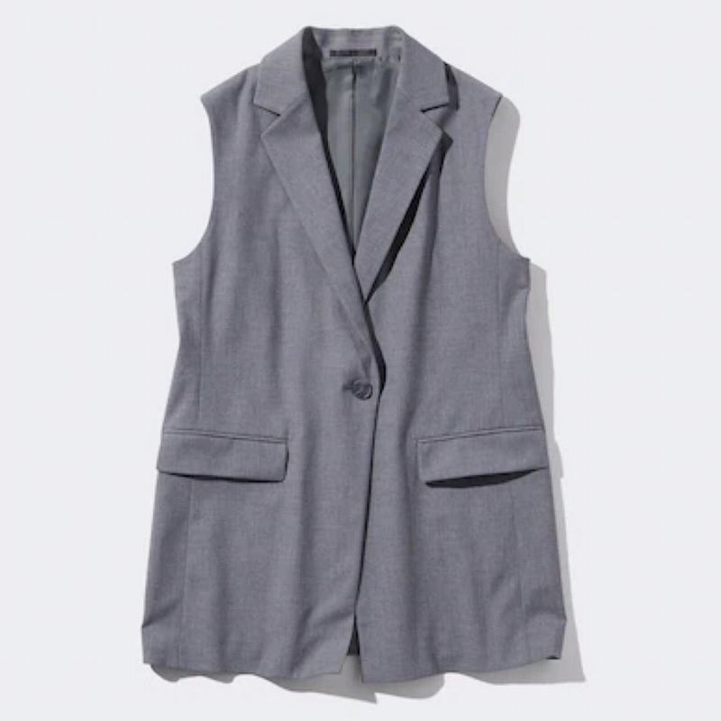 UNIQLO Women Jaket Tanpa Lengan Set Up Blazer Rompi Wanita