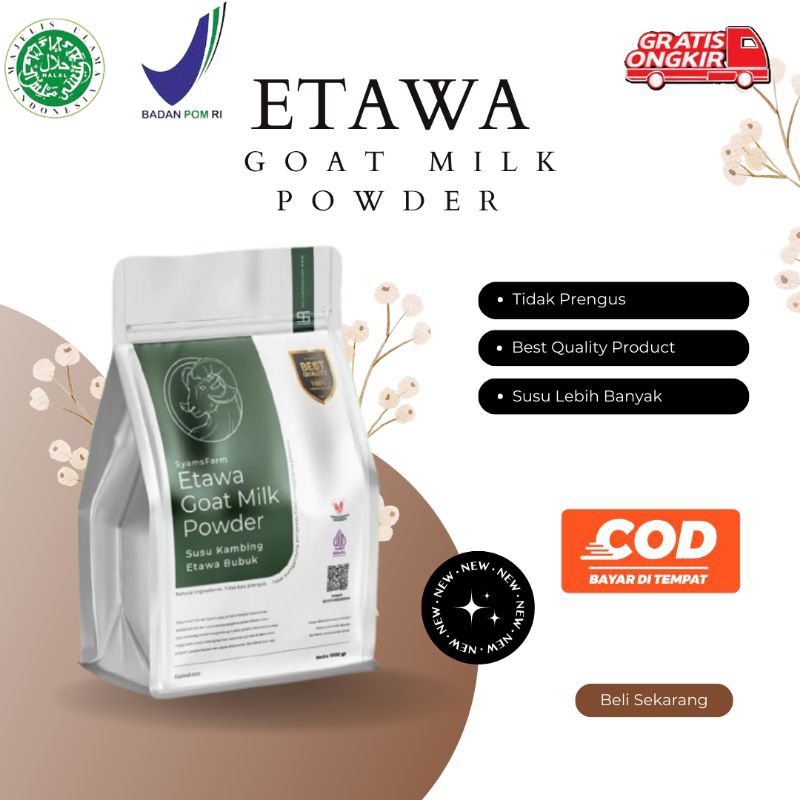 

SyamsFarm Susu Kambing Etawa Bubuk 500 gram 1/2 Kg Rasa Original Ternak Syams BPOM Halal Premium Platinum Goat Milk Powder Drink Pasteurisasi Cair Natural Sehat Asli Terjamin Berkualitas Etawaku Platinum flavor powder drink