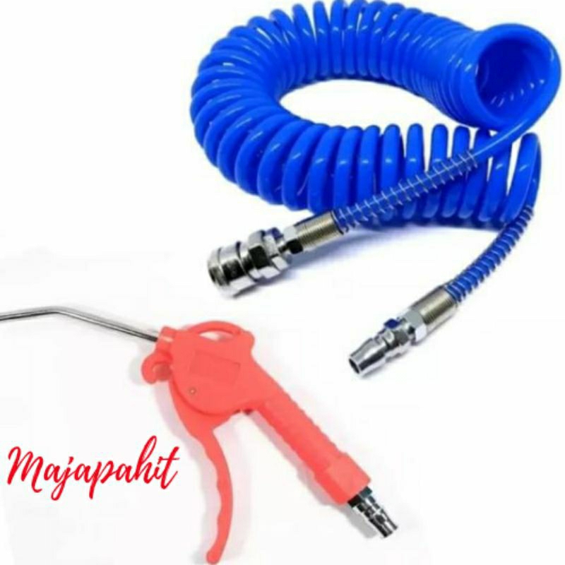 Air Blow Gun Plus Selang Recoil 6 Meter With Spring Warna Biru
