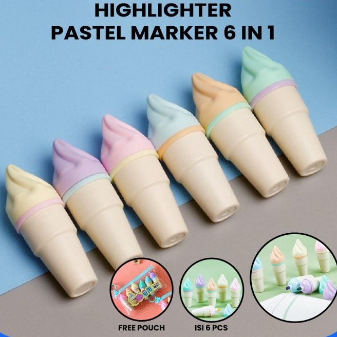 

Grosir Highlighter Warna Pastel / Stabilo Fancy isi 6 Warna / Mini Highlighter Lucu ➠❉✳