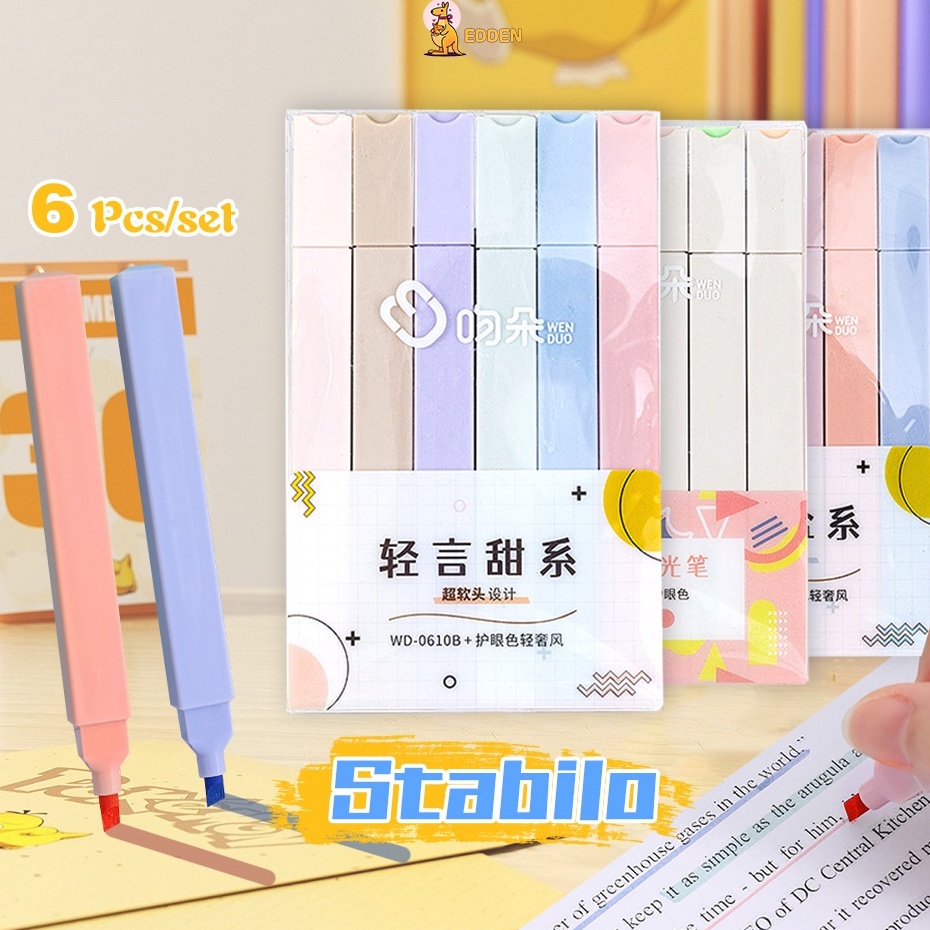 

Jual Edden Stabilo isi 6 warna pastel Stabillo warna Highlighter pastel ➦➮✶✺