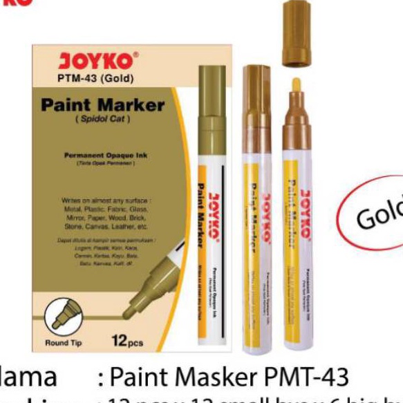 

Super Promo PAINT MARKER JOYKO PTM 43 GOLD/PAINT MARKER JOYKO PTM 37 WHITE/ SPIDOL CAT PUTIH / SPIDOL CAT EMAS Jual