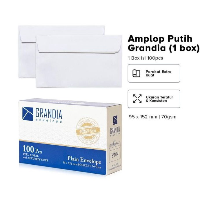 

Pasti Murah Amplop Putih Grandia 104 Polos ( 1ktk/100lbr ) Bestseller