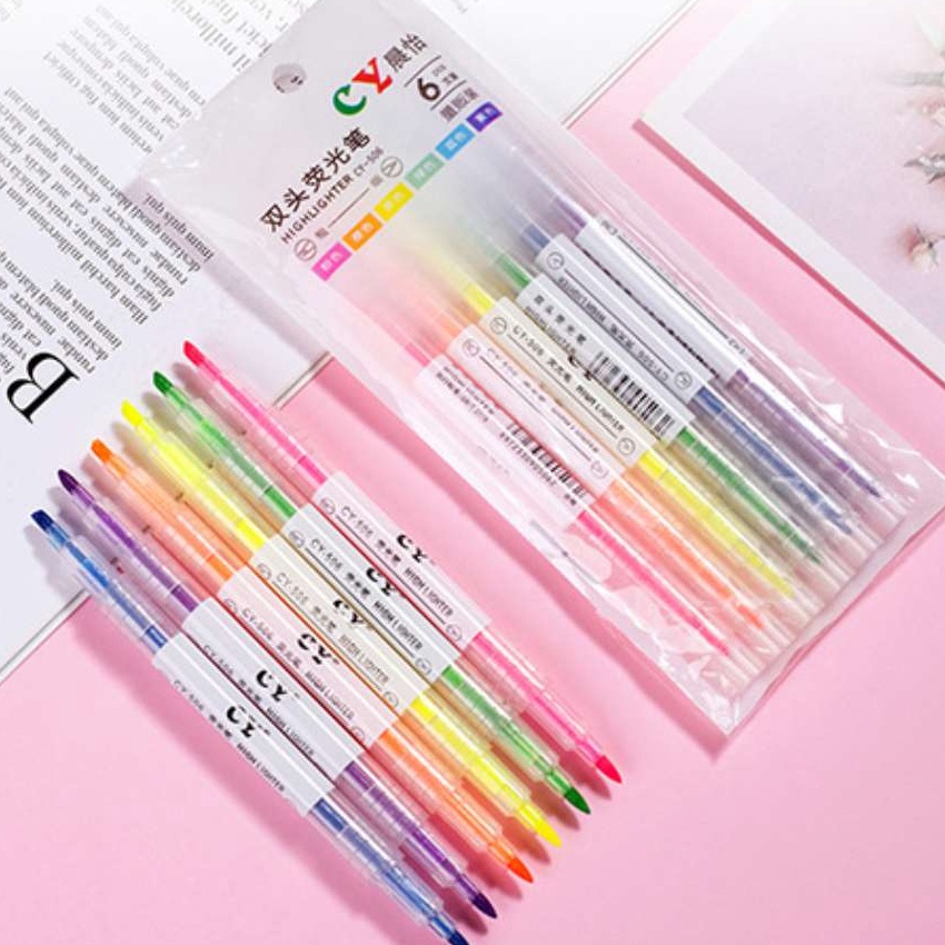

Big Sale Stabilo Warna Dua Sisi Isi 6 In 1 / Set Highlighter Warna Double Side ➸➚✣
