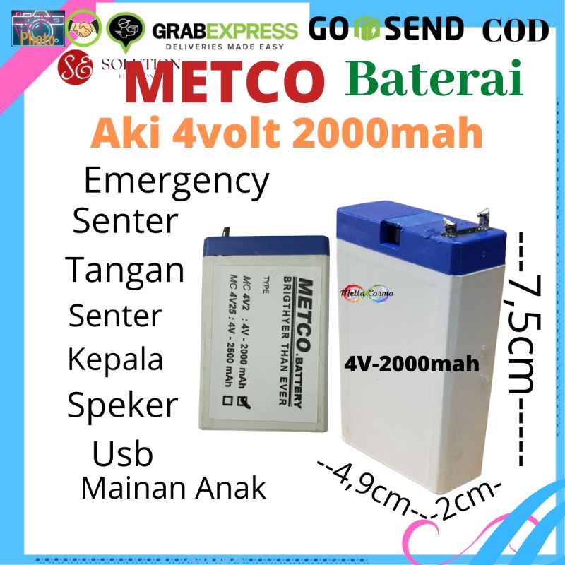 12.12 sale Baterai Aki kering 4 Volt 2000mah Aki kering Accu 4V 2000mah Emergency Senter 