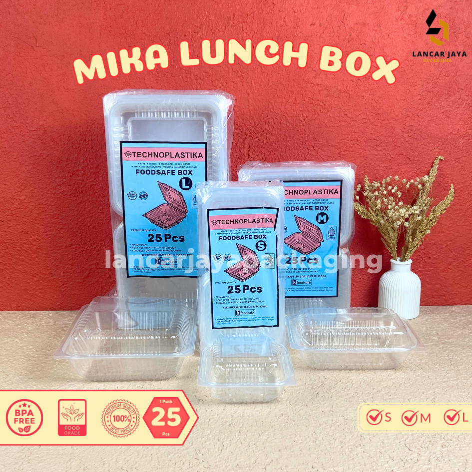 [25 PCS] Mika Lunch Box Plastik Food Pack Foodsafe Kemasan Nasi Kue Dimsum Burger Kotak Makan Foodgr