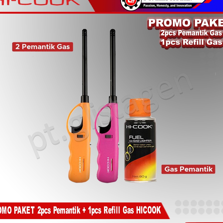 Terbatas HI-COOK PAKET Korek Api Gas MPL-U 2Pc + Isi Ulang Pemantik 80Gram 1Pc