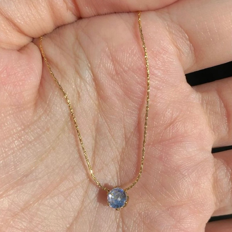 Kalung anti karat rantai tipis liontin permata “Oliver”