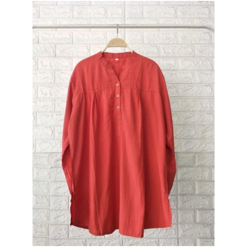 ATASAN WANITA JUMBO BLUS BIG SIZE BLOUSE POLOS MERAH BATA 29 M.L.XL.3L.4L.5L.6L